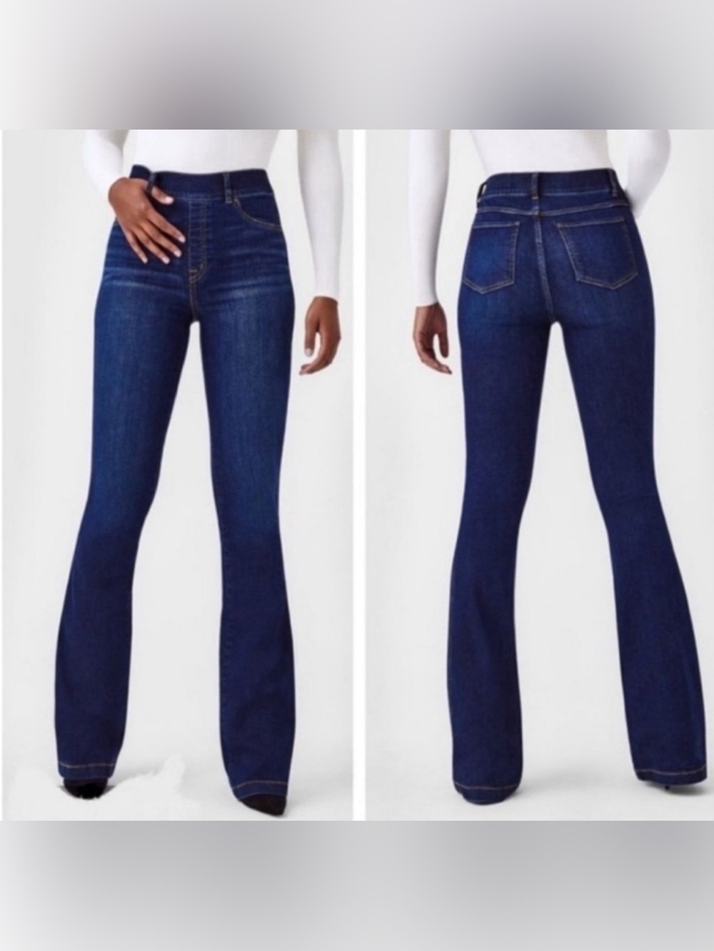 Spanx Pull On Flare Jeans Midnight Shade Dark Wash Size 1X